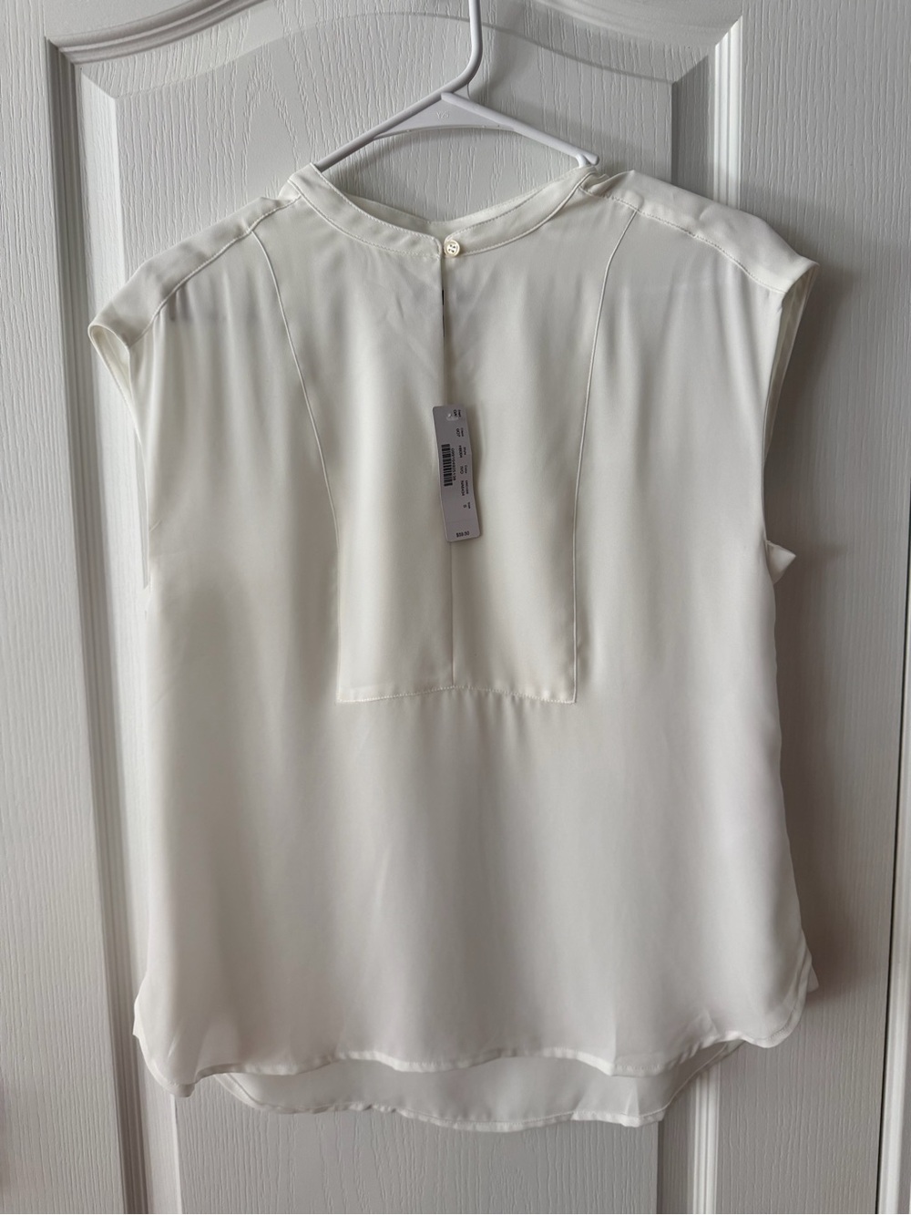 J. Crew 365 white Cap-Sleeve Notch-Neck Blouse